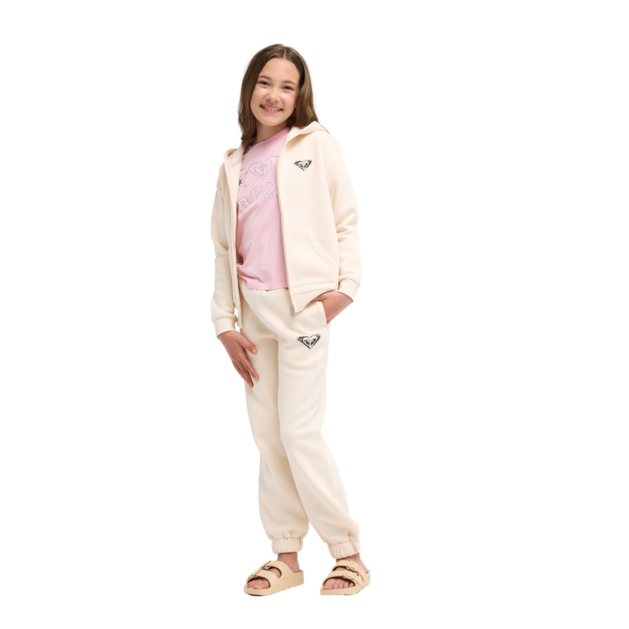 Joggers de corte ancho de niños Surf Feeling Wide Brushed Roxy - Natural Natural-4