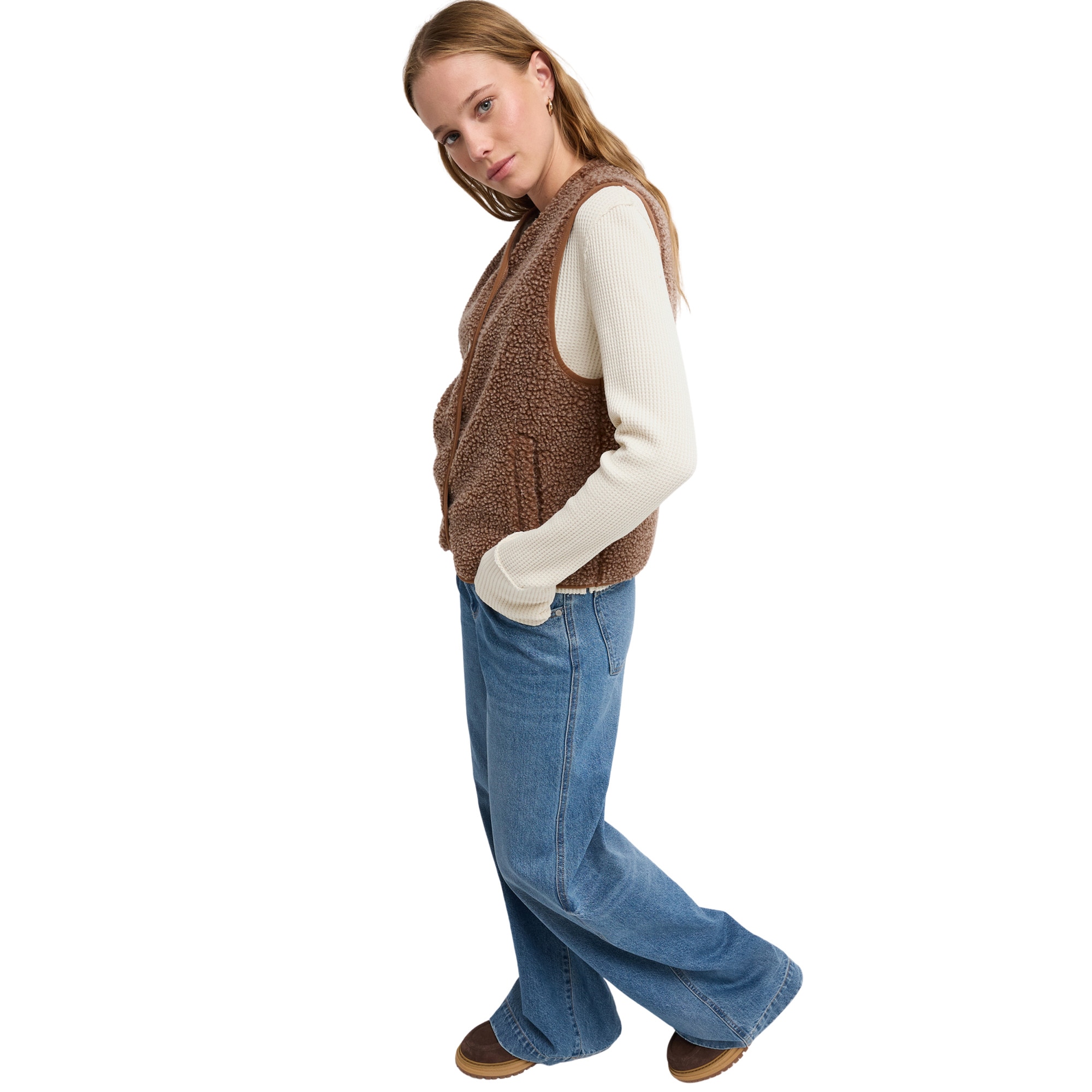 Chaleco polar sherpa de mujer Iconic Town Roxy - Marrón Marrón-3
