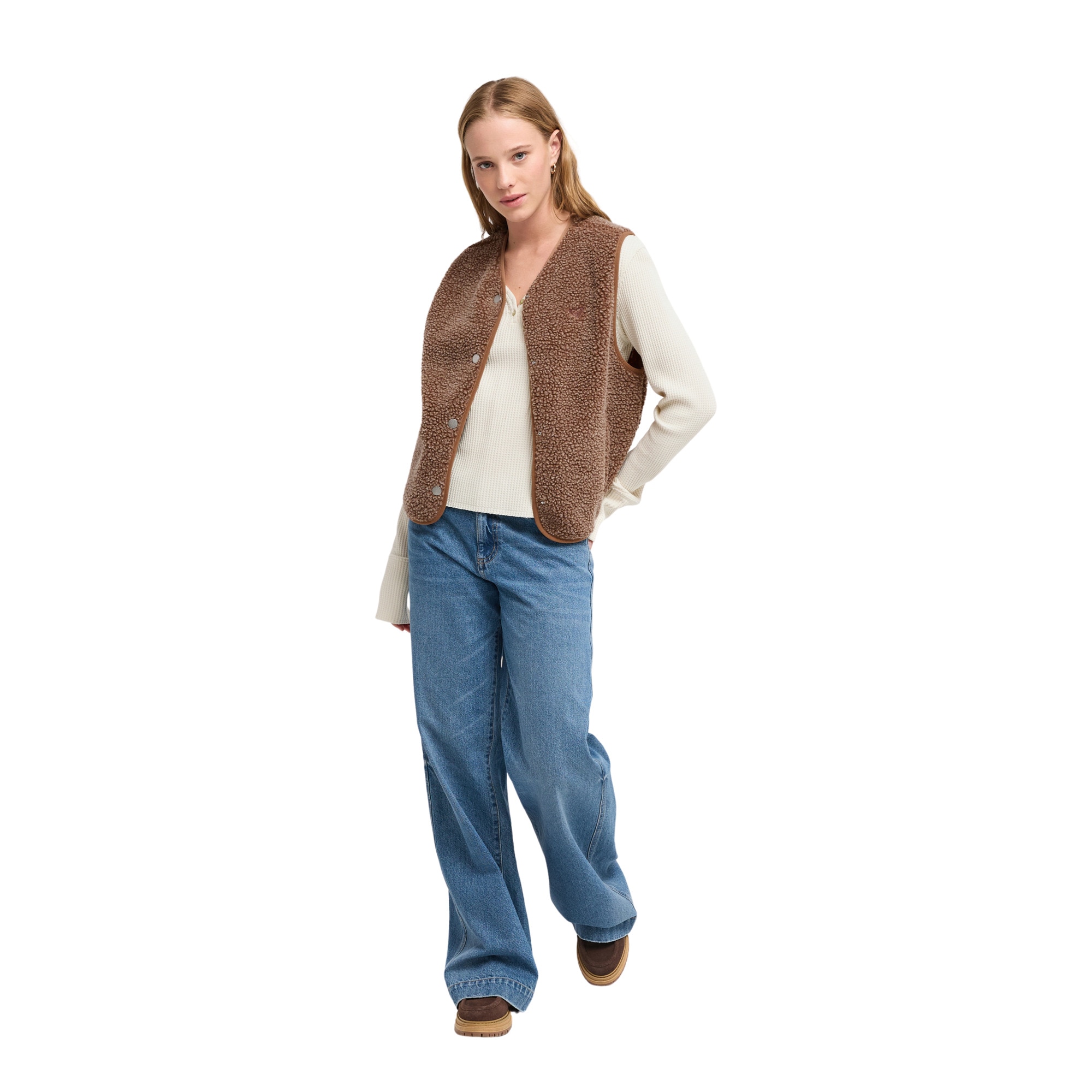 Chaleco polar sherpa de mujer Iconic Town Roxy - Marrón Marrón-4
