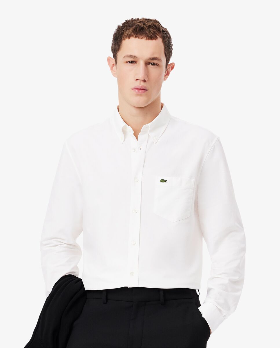 Lacoste - Camisa de hombre oxford de corte regular de manga larga.