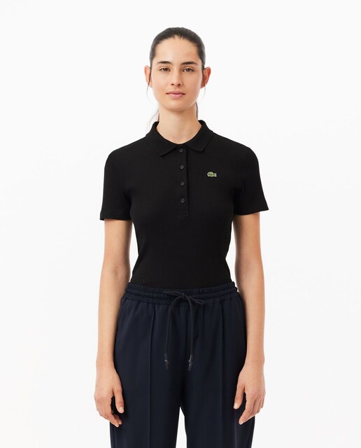 Imagen 0 de Polo de mujer ajustado de canalé 100% algodón