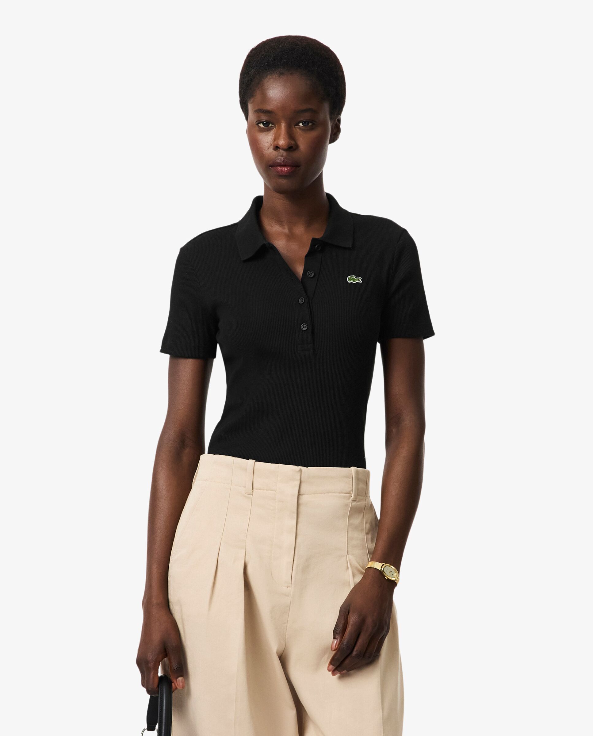 Polo de mujer Lacoste en algodón ecológico - Negro Negro-1