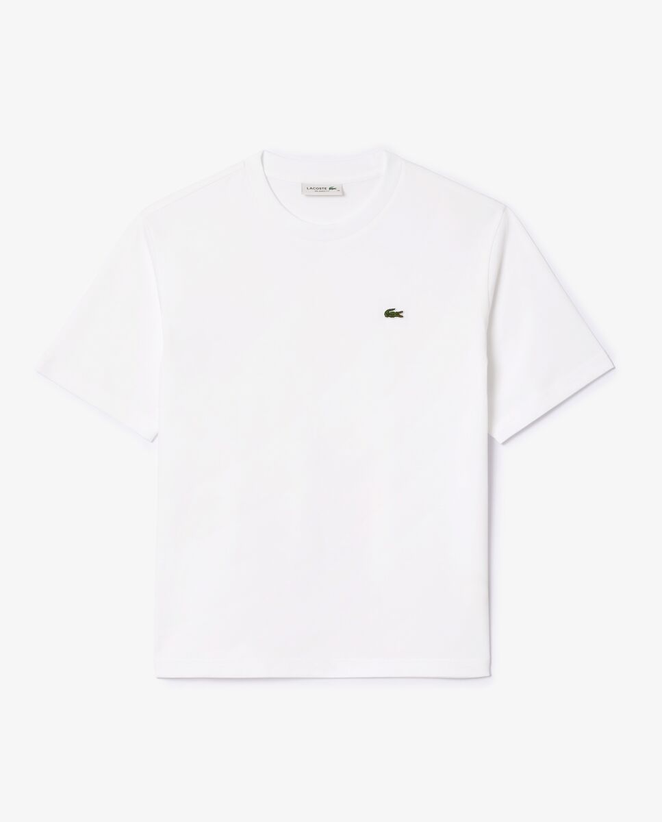 Camiseta de mujer de corte holgado de algodón suave de manga corta - Lacoste - Blanco Blanco-6