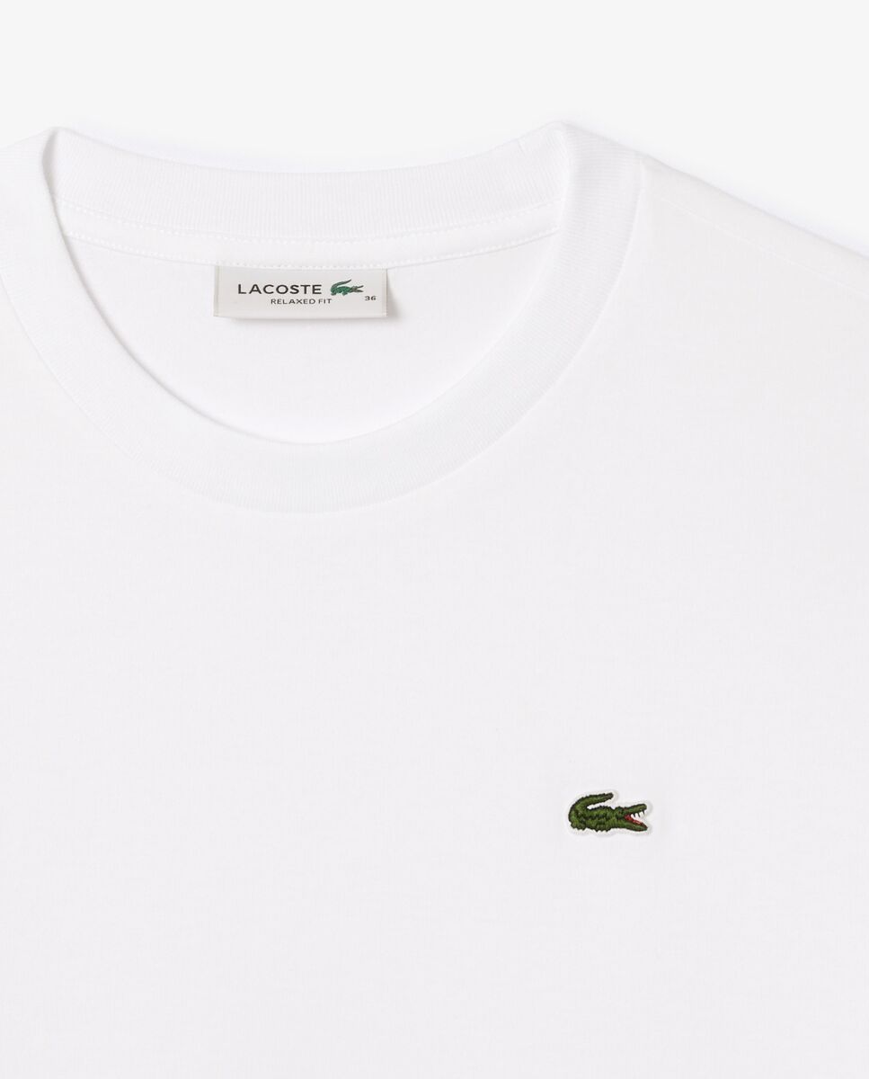 Camiseta de mujer de corte holgado de algodón suave de manga corta - Lacoste - Blanco Blanco-5
