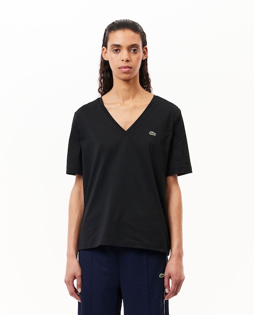 Imagen 0 de Camiseta de mujer de corte holgado con cuello de pico