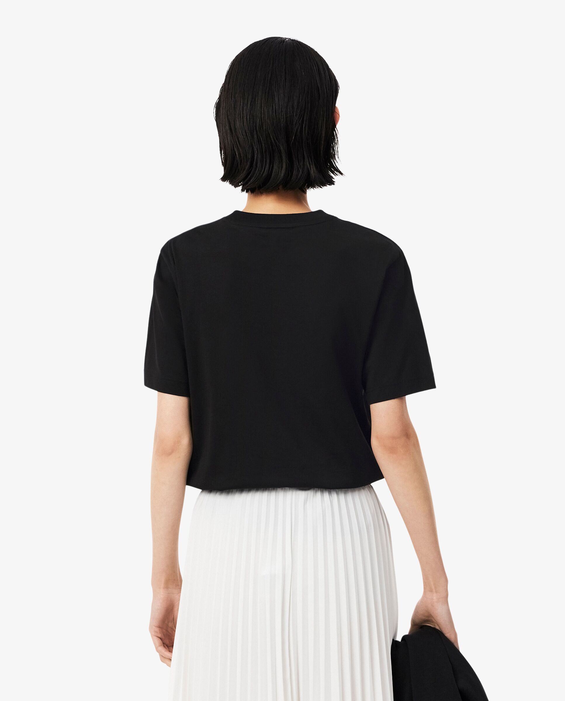 Camiseta de mujer de corte holgado de algodón suave de manga corta - Lacoste - Negro Negro-2