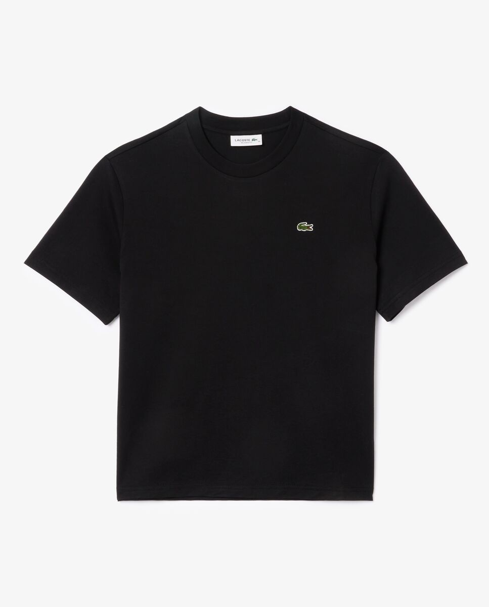 Camiseta de mujer de corte holgado de algodón suave de manga corta - Lacoste - Negro Negro-6