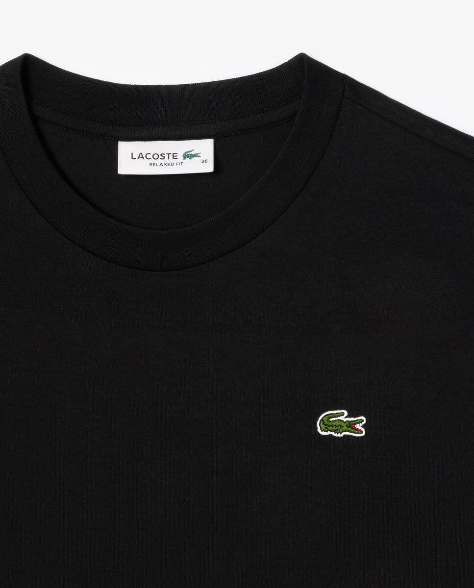 Camiseta de mujer de corte holgado de algodón suave de manga corta - Lacoste - Negro Negro-5