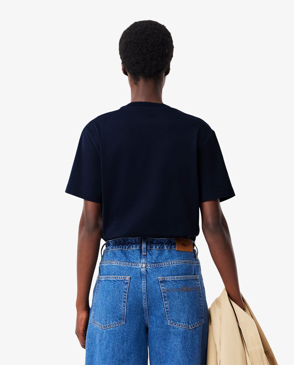 Camiseta de mujer de corte holgado de algodón suave de manga corta - Lacoste - Azul marino Azul marino-2