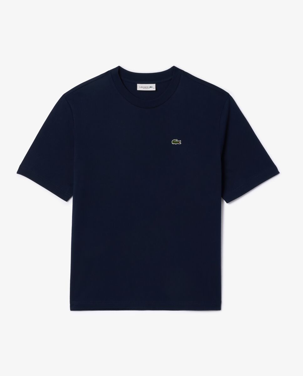 Camiseta de mujer de corte holgado de algodón suave de manga corta - Lacoste - Azul marino Azul marino-6