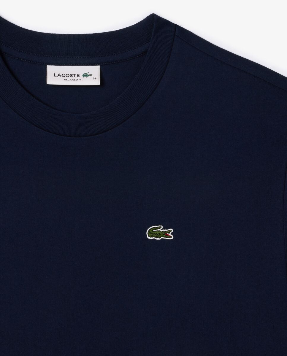 Camiseta de mujer de corte holgado de algodón suave de manga corta - Lacoste - Azul marino Azul marino-5