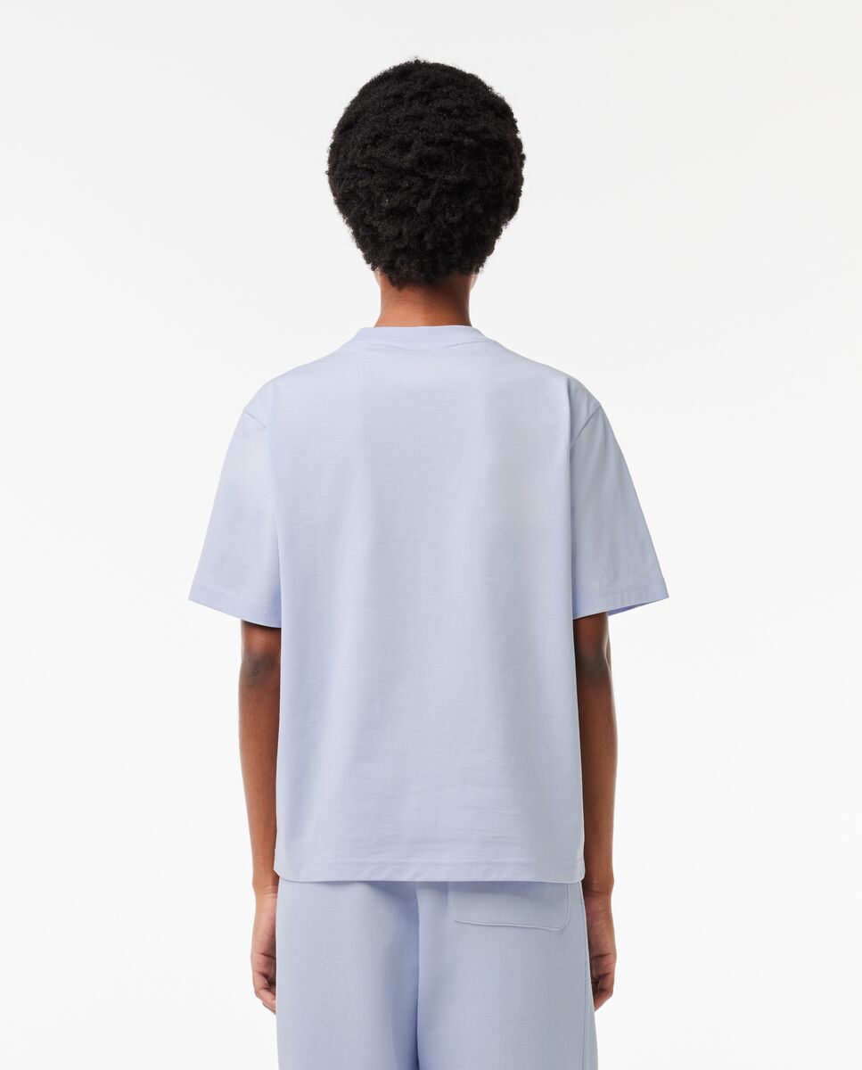 Camiseta de mujer de corte holgado de algodón suave de manga corta - Lacoste - Azul claro Azul claro-3