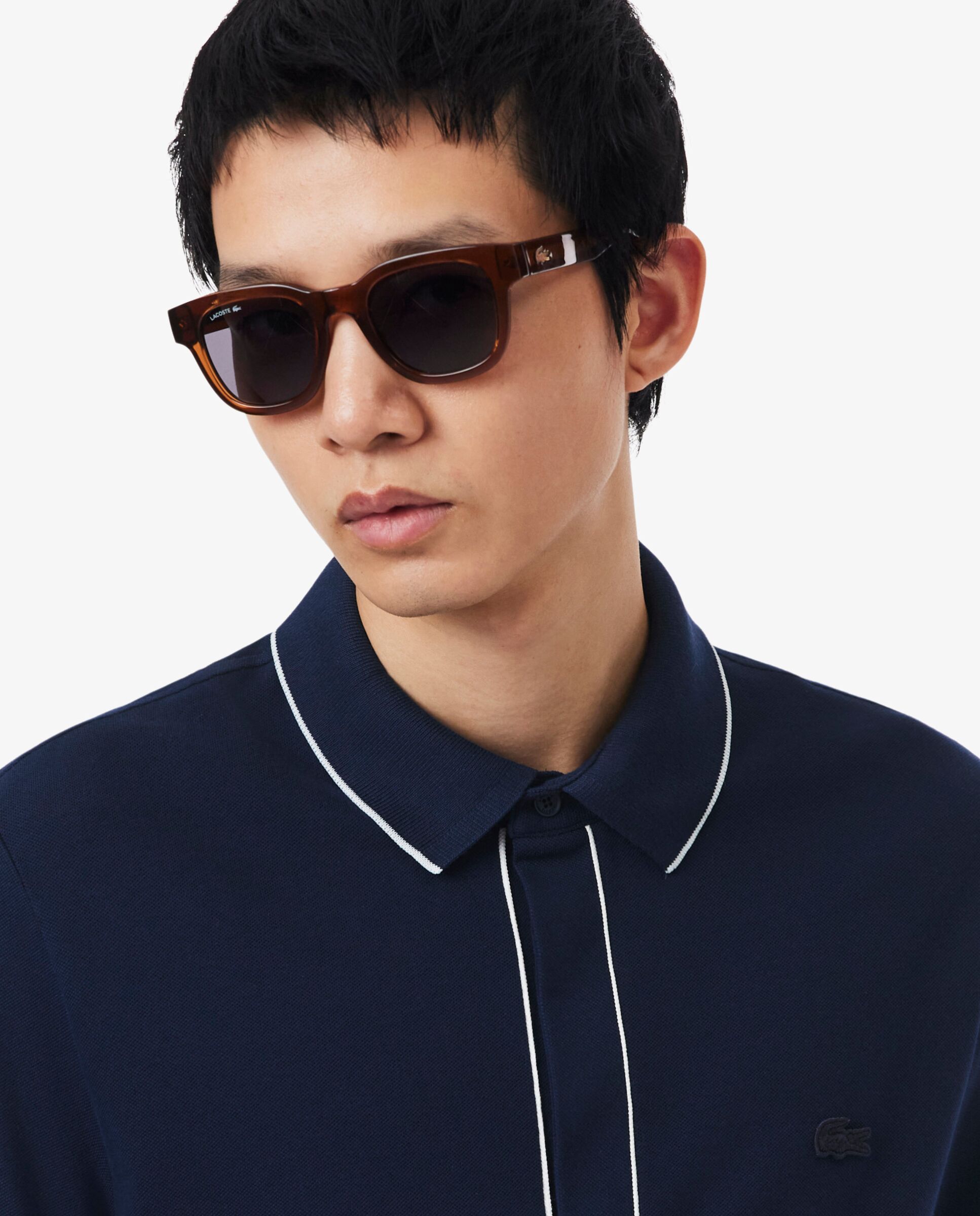 Polo de hombre Smart Paris en algodón stretch con ribete a contraste de manga corta - Lacoste - Azul marino Azul marino-3