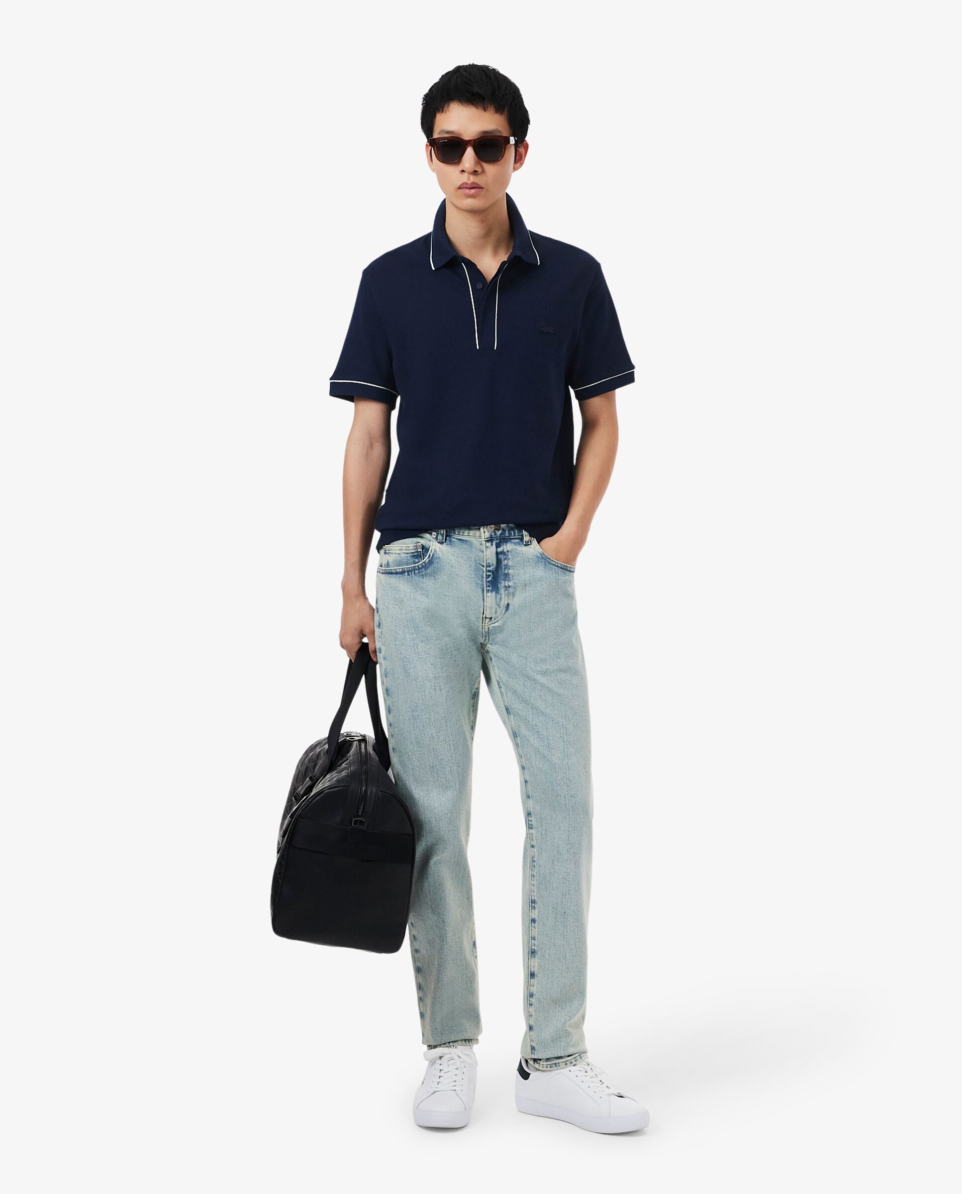 Polo de hombre Smart Paris en algodón stretch con ribete a contraste de manga corta - Lacoste - Azul marino Azul marino-4