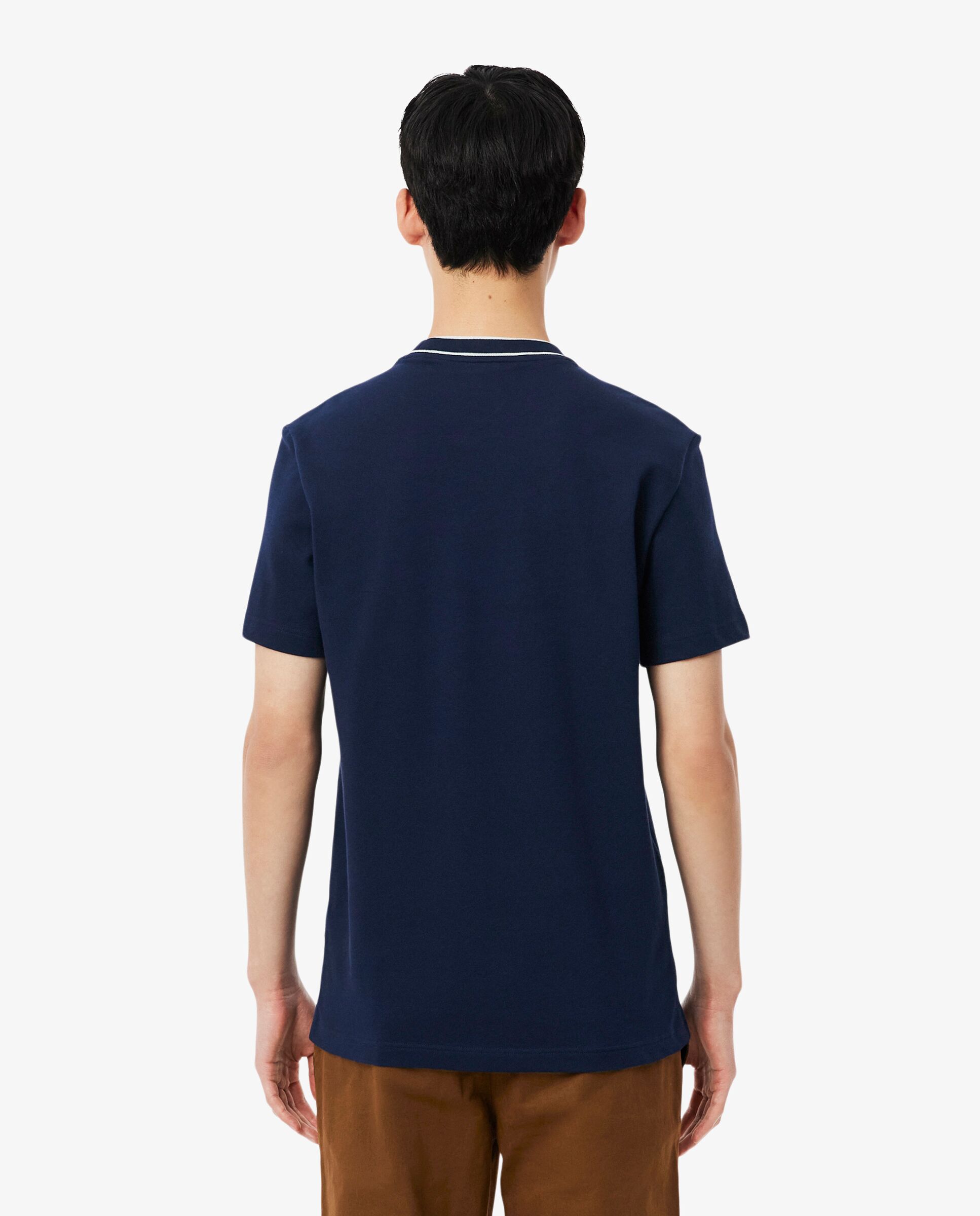 Camiseta de hombre de piqué elástico con cuello de rayas de manga corta - Lacoste - Azul marino Azul marino-2
