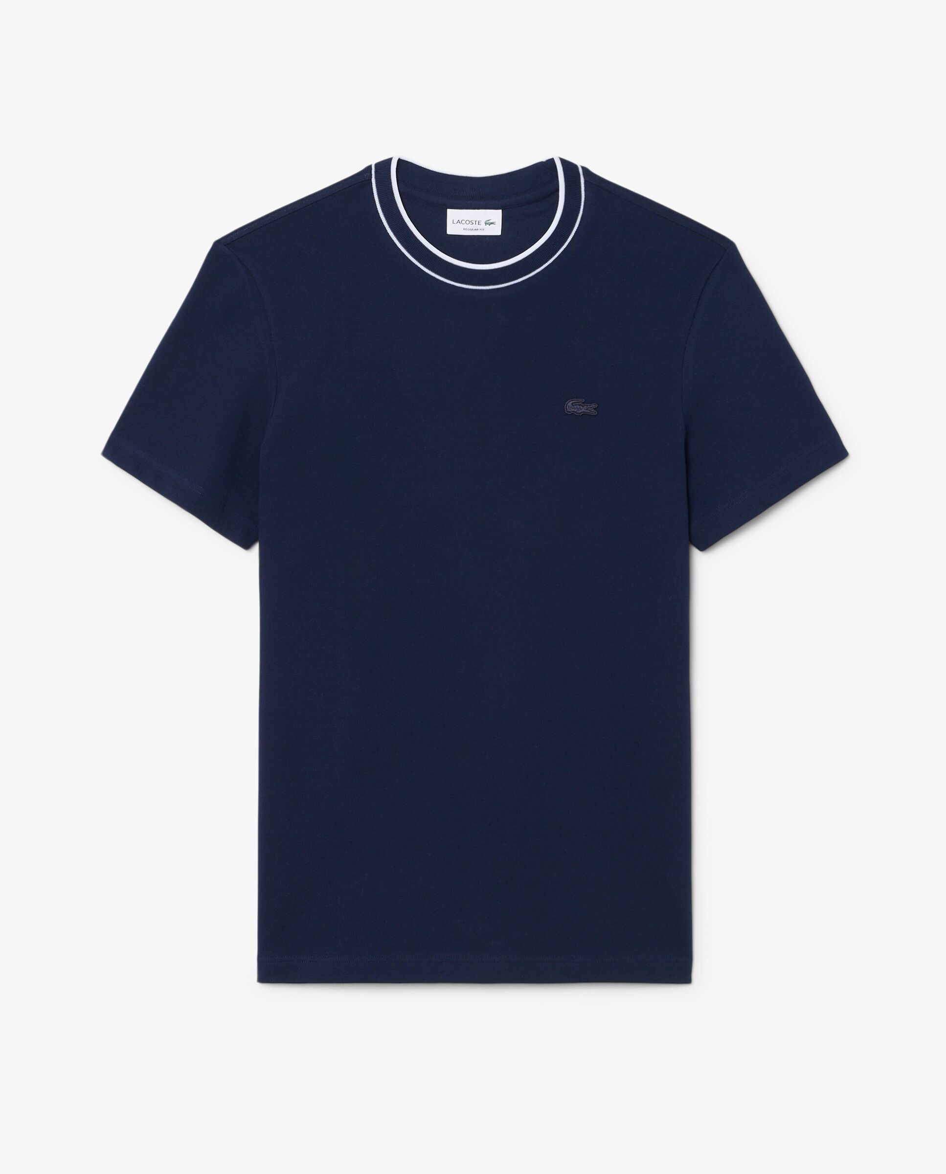 Camiseta de hombre de piqué elástico con cuello de rayas de manga corta - Lacoste - Azul marino Azul marino-6