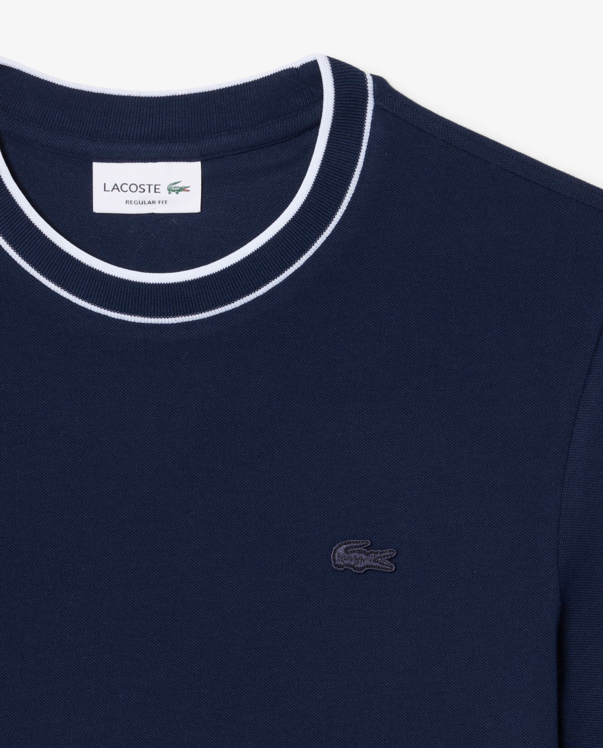 Camiseta de hombre de piqué elástico con cuello de rayas de manga corta - Lacoste - Azul marino Azul marino-5