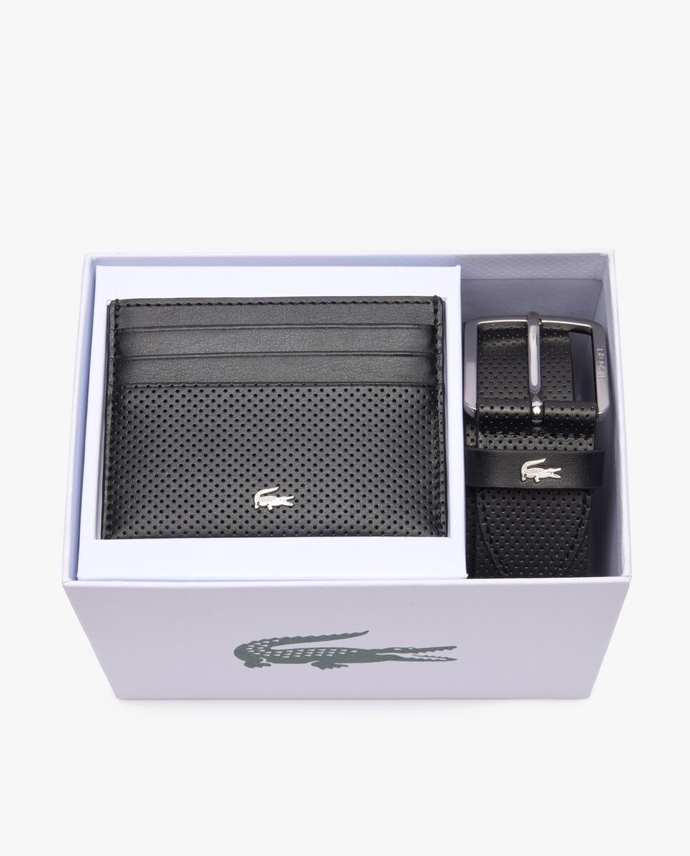 Set de regalo de cinturón de piel y tarjetero - Lacoste - Negro Negro-5