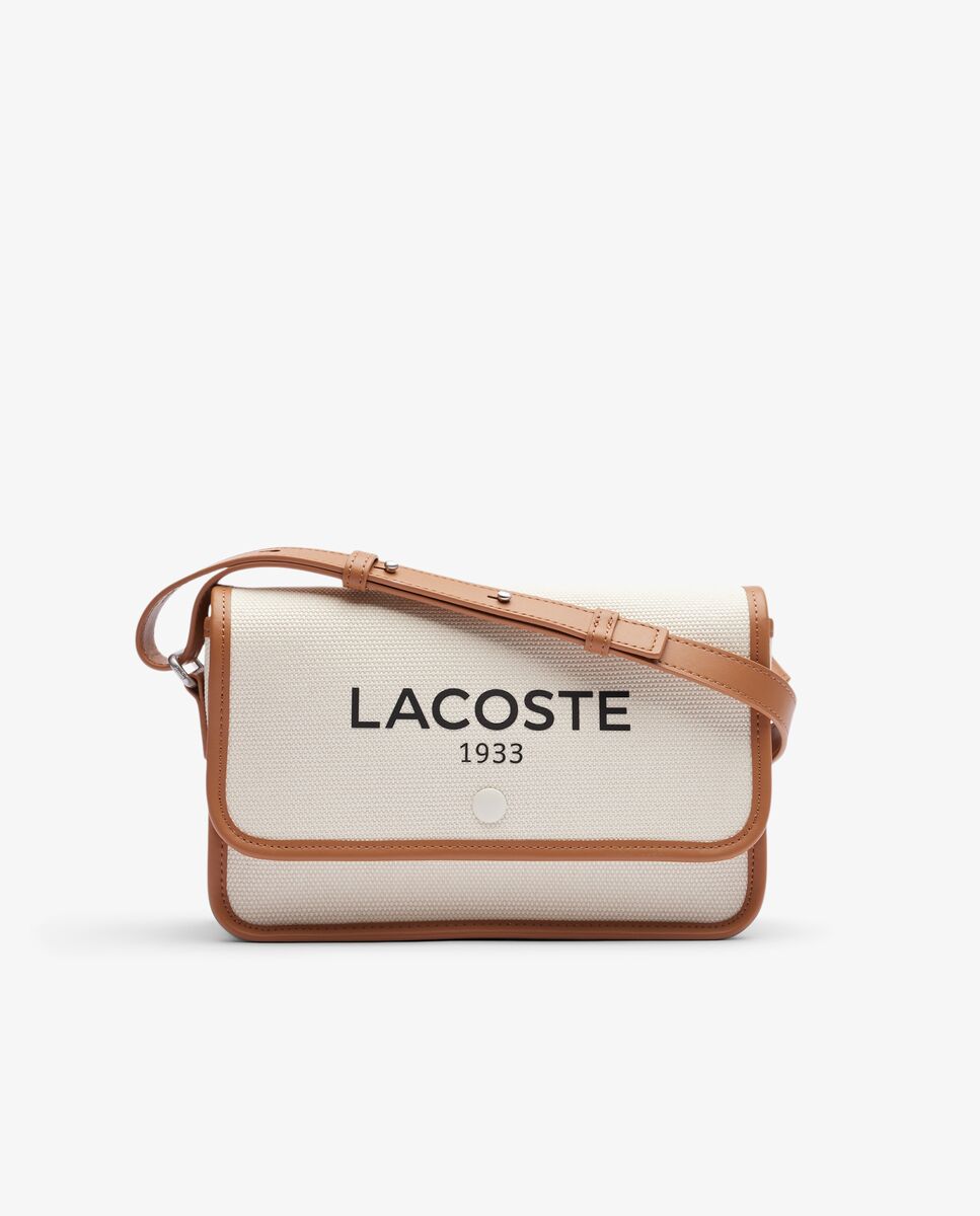 Bolso de mujer de mensajero con solapa heritage de lona en natural tan - Lacoste - Natural Natural-1