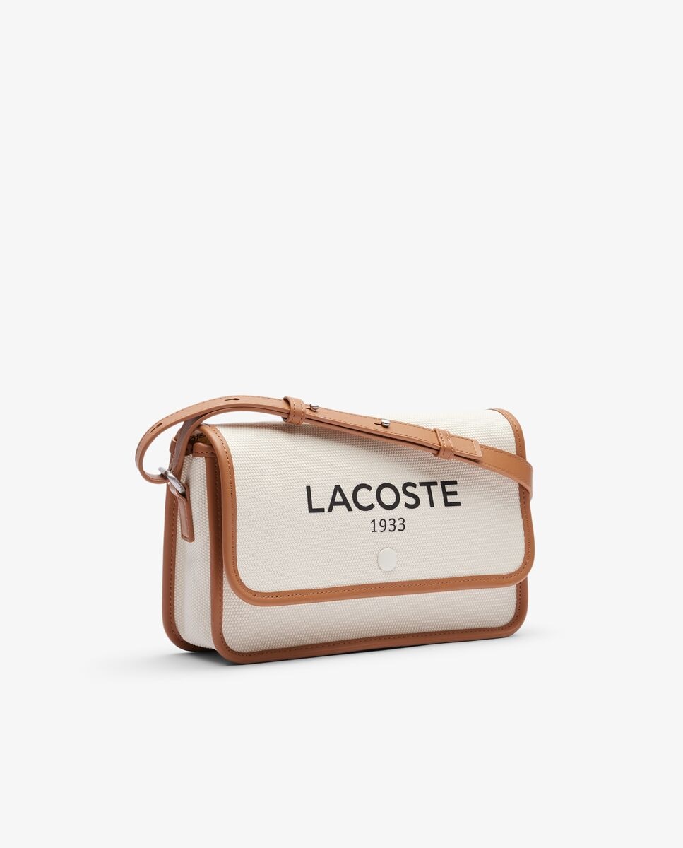 Bolso de mujer de mensajero con solapa heritage de lona en natural tan - Lacoste - Natural Natural-3