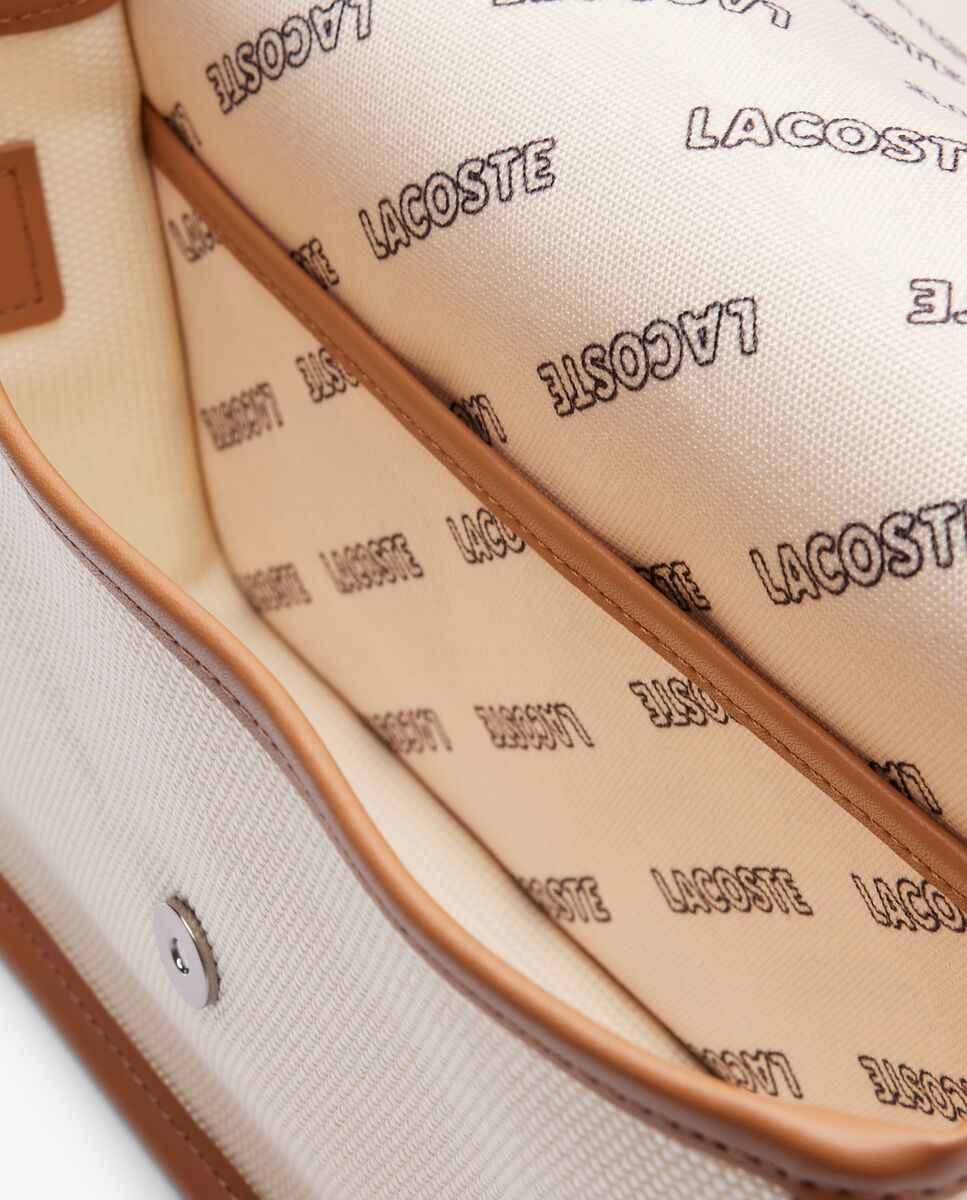 Bolso de mujer de mensajero con solapa heritage de lona en natural tan - Lacoste - Natural Natural-5