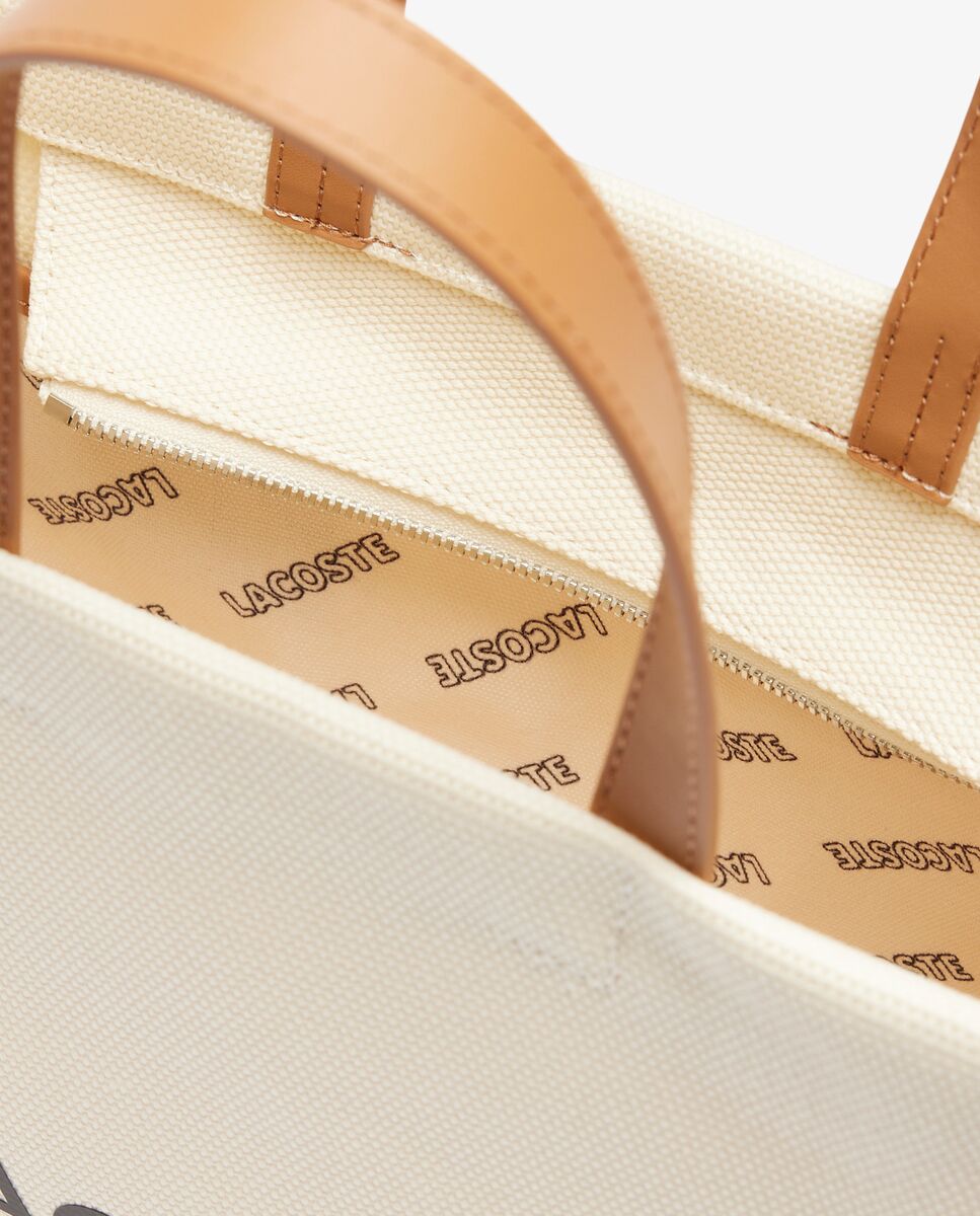 Bolso de mujer tote pequeño de lona heritage en natural tan - Lacoste - Natural Natural-5