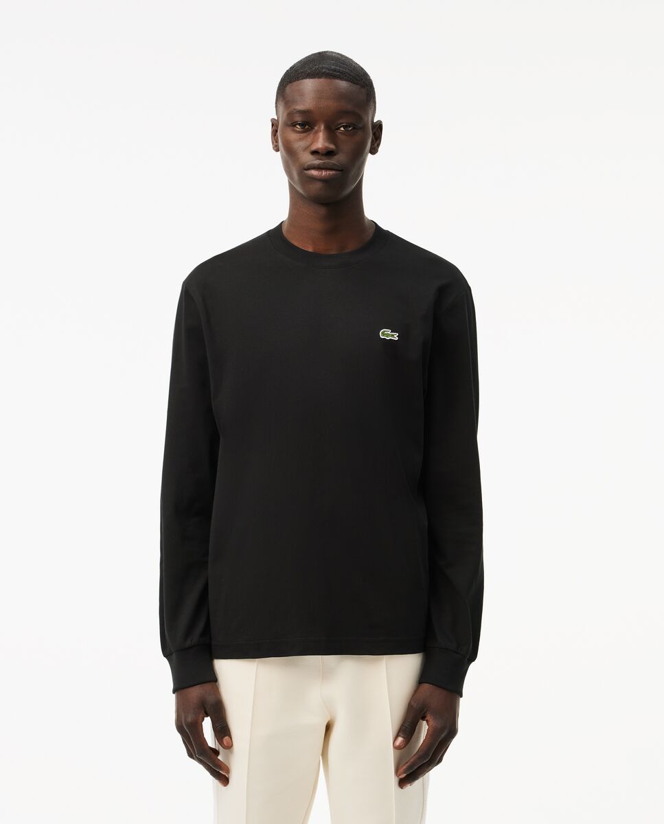 Camiseta de hombre de manga larga de algodón - Lacoste - Negro Negro-1
