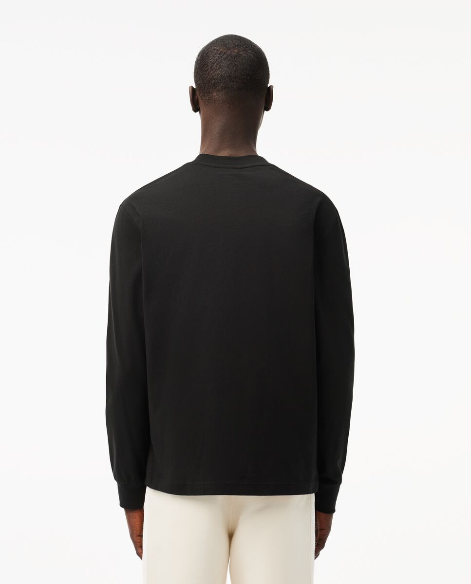 Camiseta de hombre de manga larga de algodón - Lacoste - Negro Negro-2