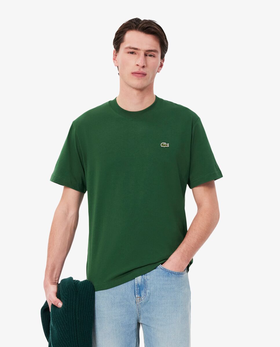 Camiseta de hombre de algodón de manga corta - Lacoste - Verde oscuro Verde oscuro-1