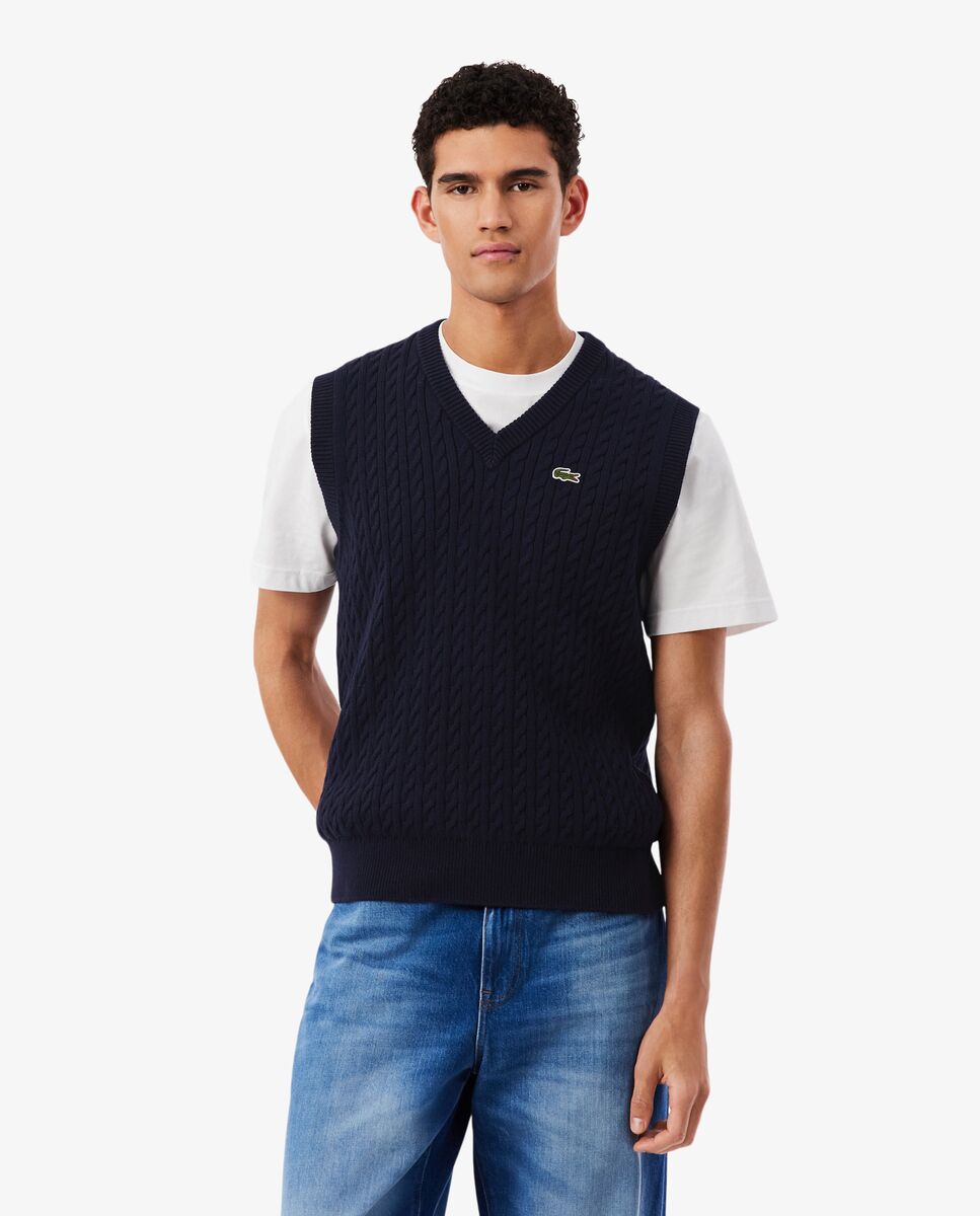 Lacoste - Chaleco de hombre de punto con motivo de ochos.