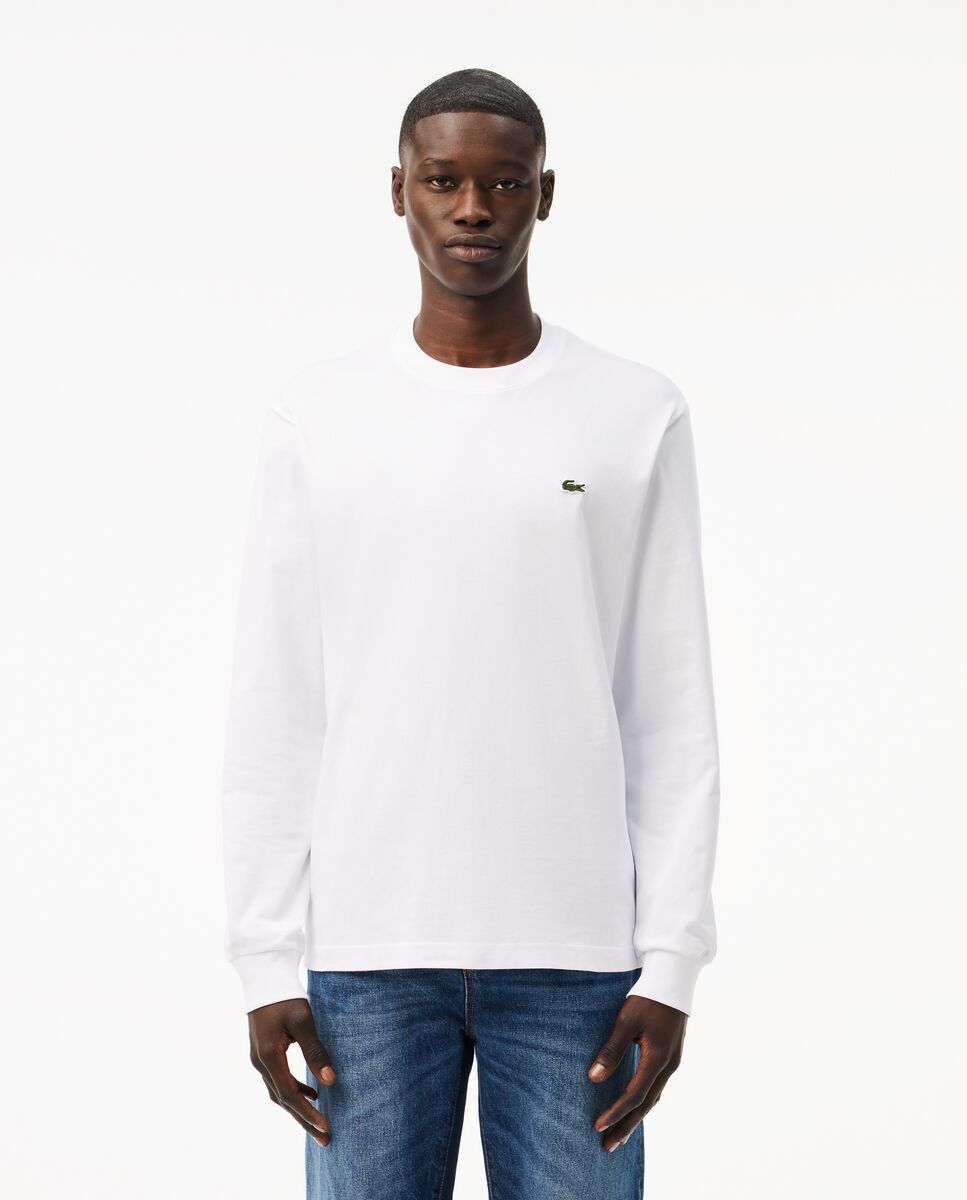Camiseta de hombre de manga larga de algodón - Lacoste - Blanco Blanco-1