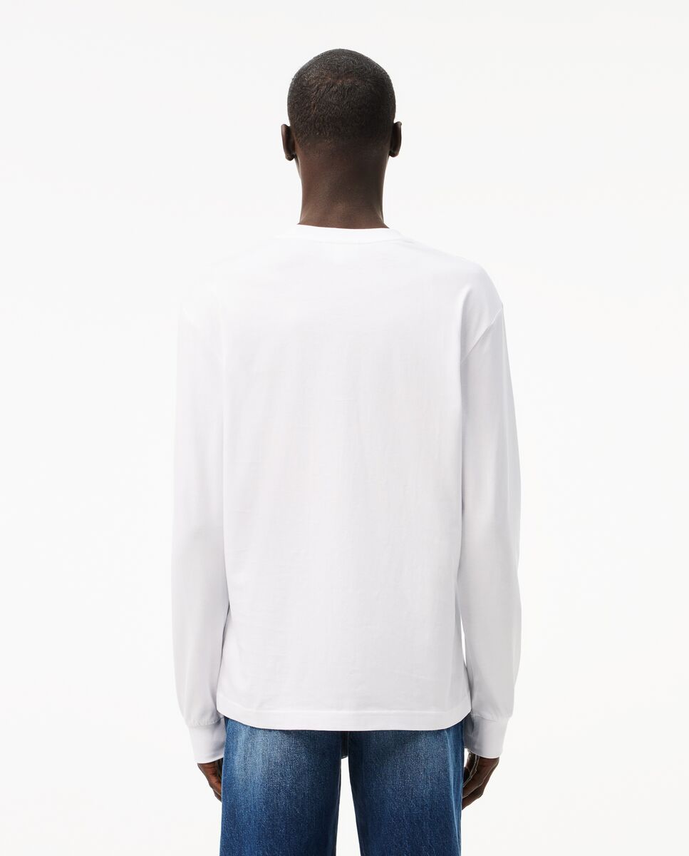 Camiseta de hombre de manga larga de algodón - Lacoste - Blanco Blanco-2