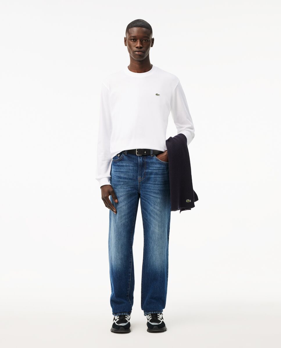 Camiseta de hombre de manga larga de algodón - Lacoste - Blanco Blanco-4