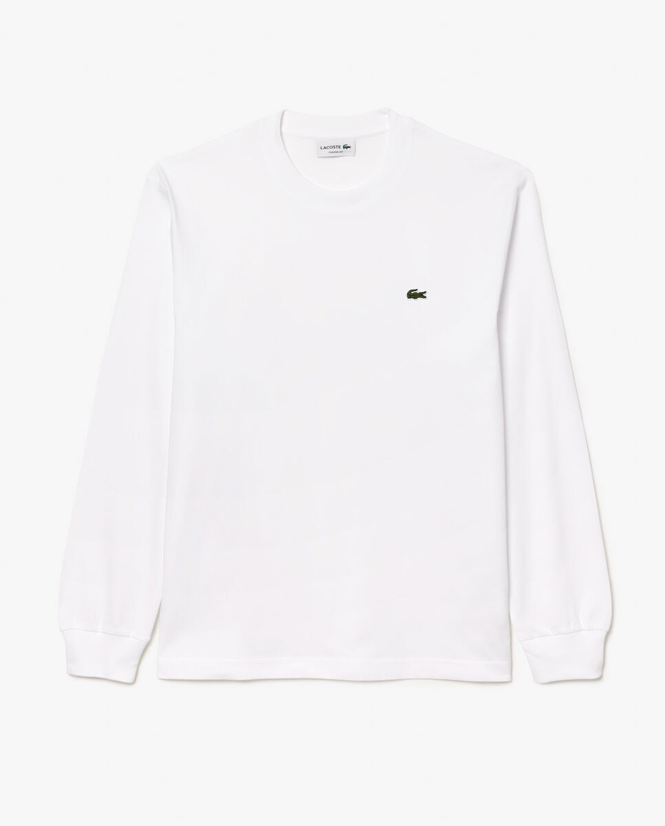 Camiseta de hombre de manga larga de algodón - Lacoste - Blanco Blanco-5
