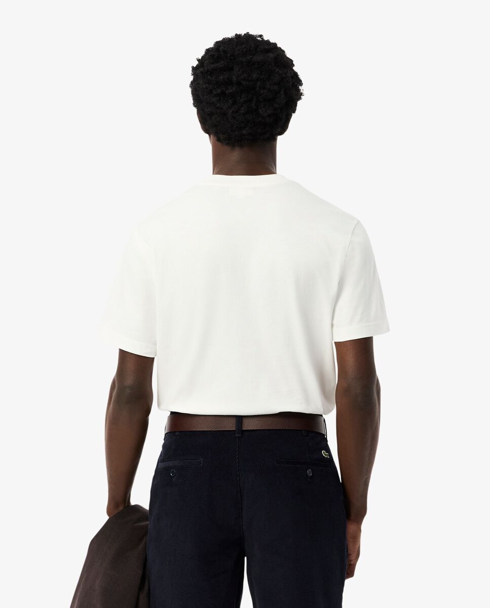 Camiseta de hombre de algodón de manga corta - Lacoste - Rojo cereza Blanco-2