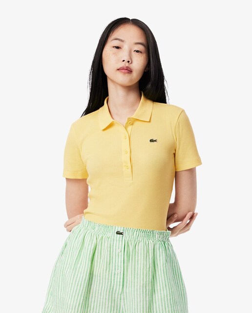 Imagen 0 de Polo de mujer ajustado de canalé 100% algodón