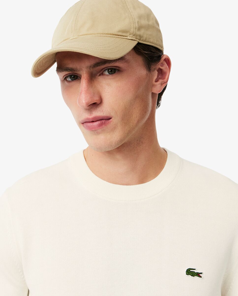 Jersey de hombre de cuello redondo de algodón monocolor - Lacoste - Blanco Blanco-3