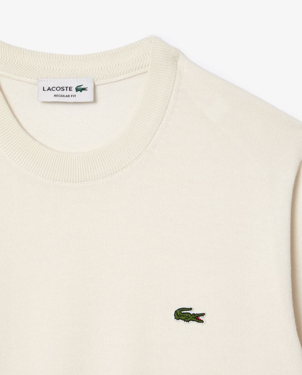 Jersey de hombre de cuello redondo de algodón monocolor - Lacoste - Blanco Blanco-5