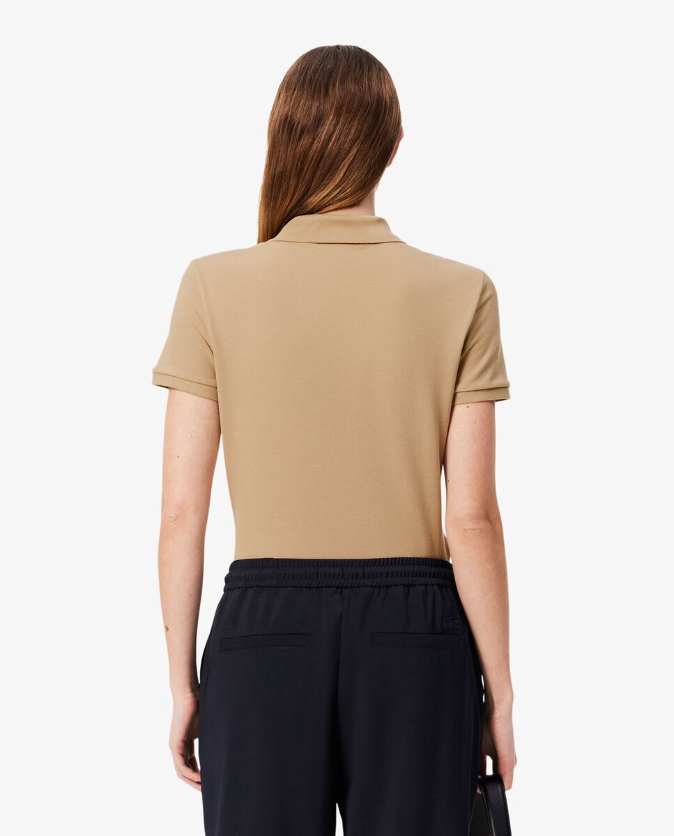 Polo de mujer en piqué de algodón stretch de manga corta - Lacoste - Camel Camel-2