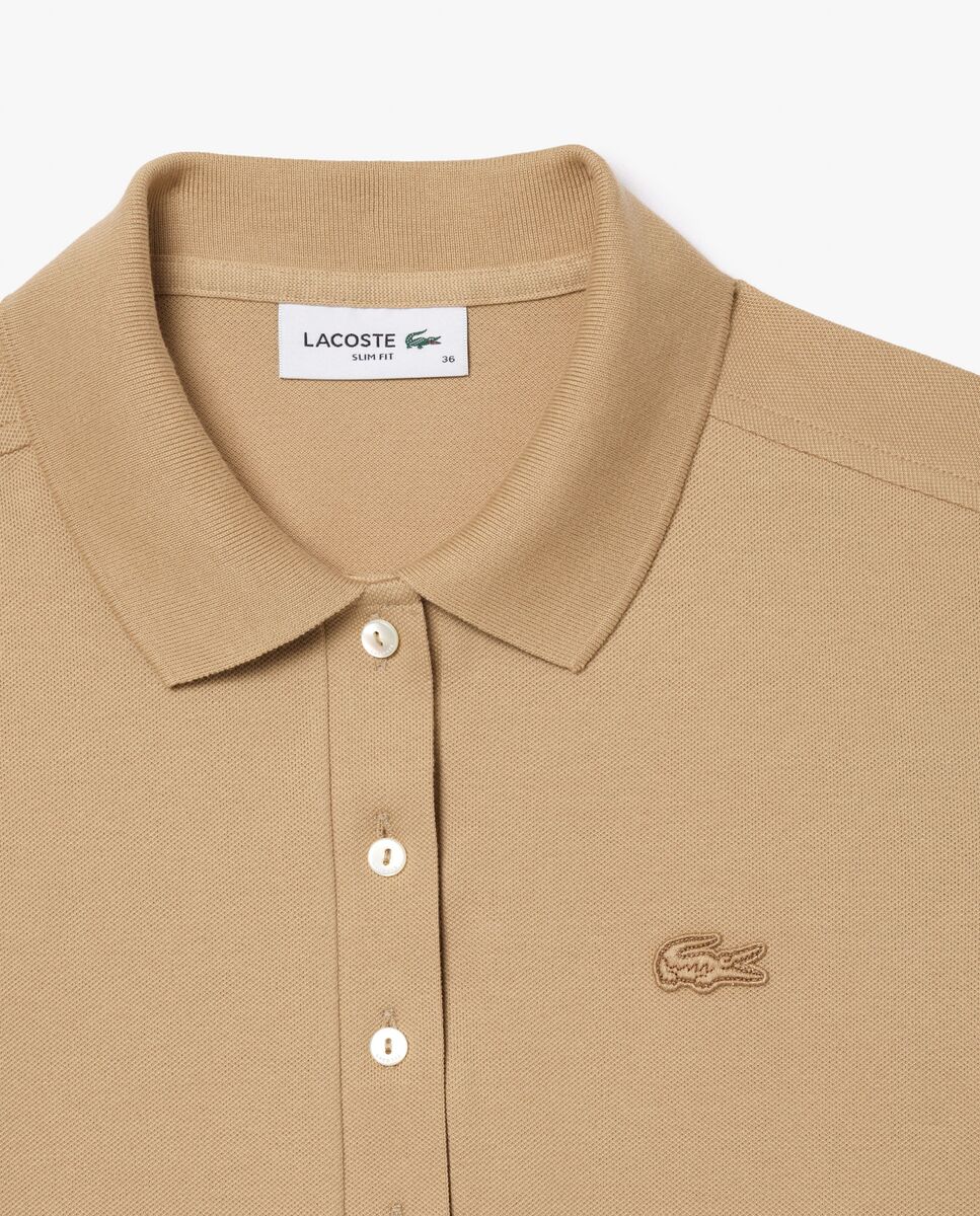 Polo de mujer en piqué de algodón stretch de manga corta - Lacoste - Camel Camel-5