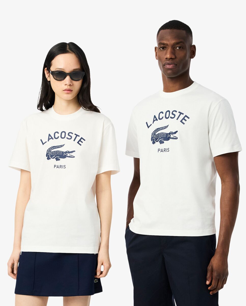 Lacoste - Camiseta de hombre de algodón con estampado exclusivo de manga corta.