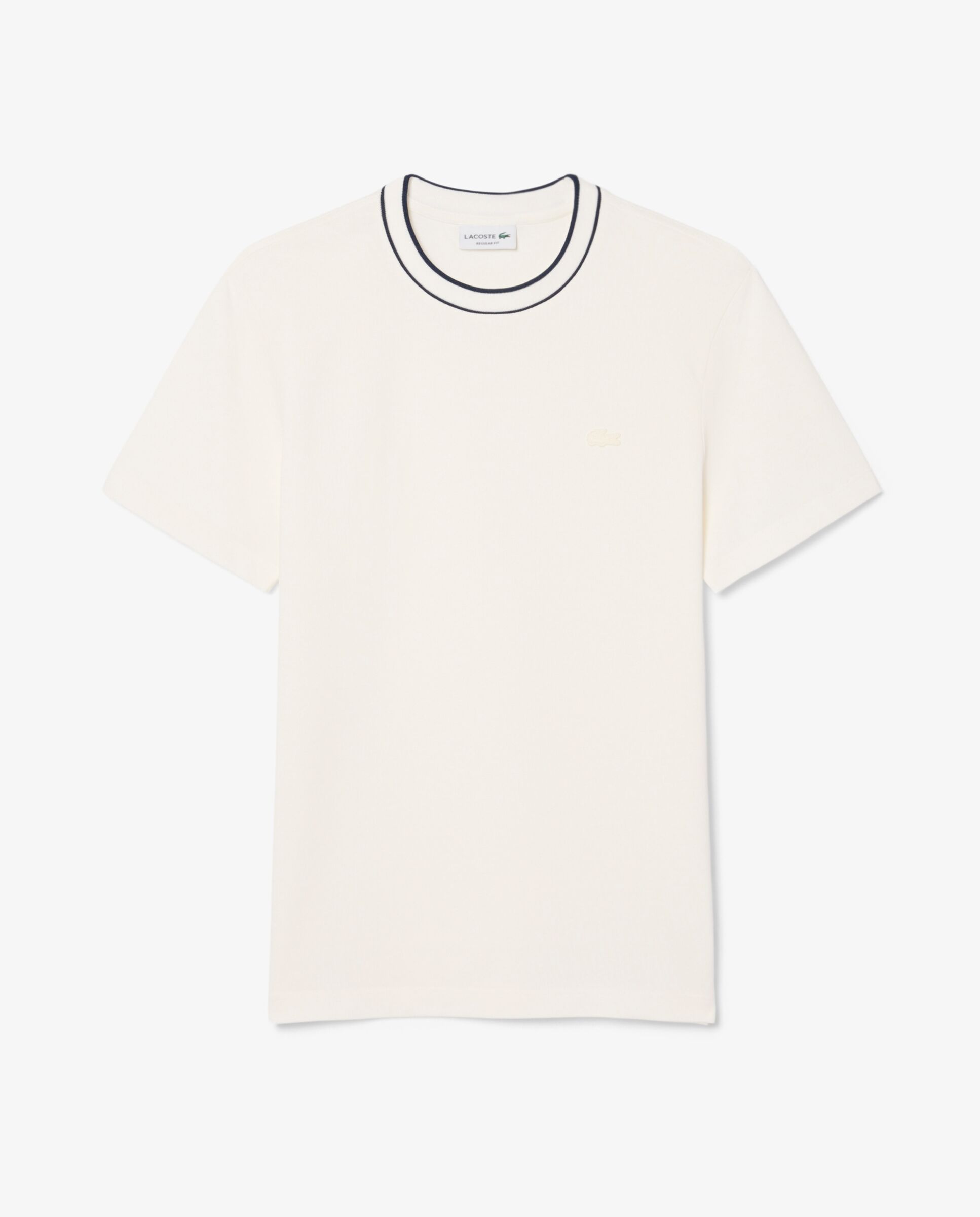 Camiseta de hombre de piqué elástico con cuello de rayas de manga corta - Lacoste - Blanco Blanco-6