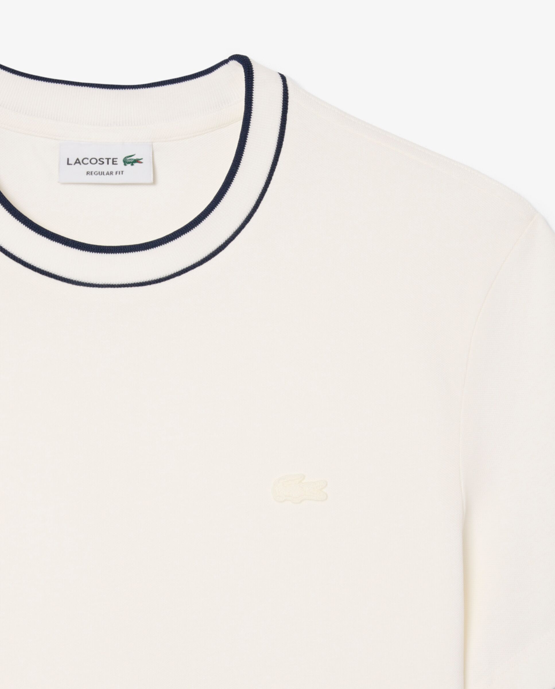 Camiseta de hombre de piqué elástico con cuello de rayas de manga corta - Lacoste - Blanco Blanco-5