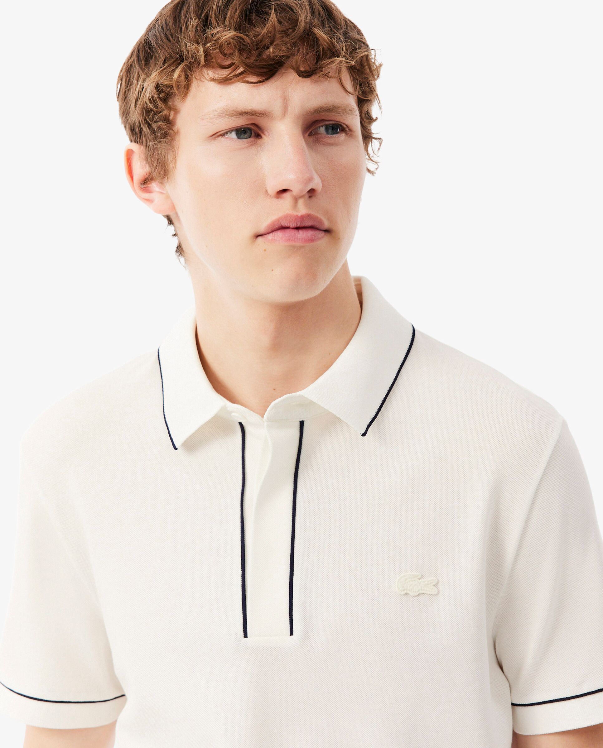 Polo de hombre Smart Paris en algodón stretch con ribete a contraste de manga corta - Lacoste - Blanco Blanco-3