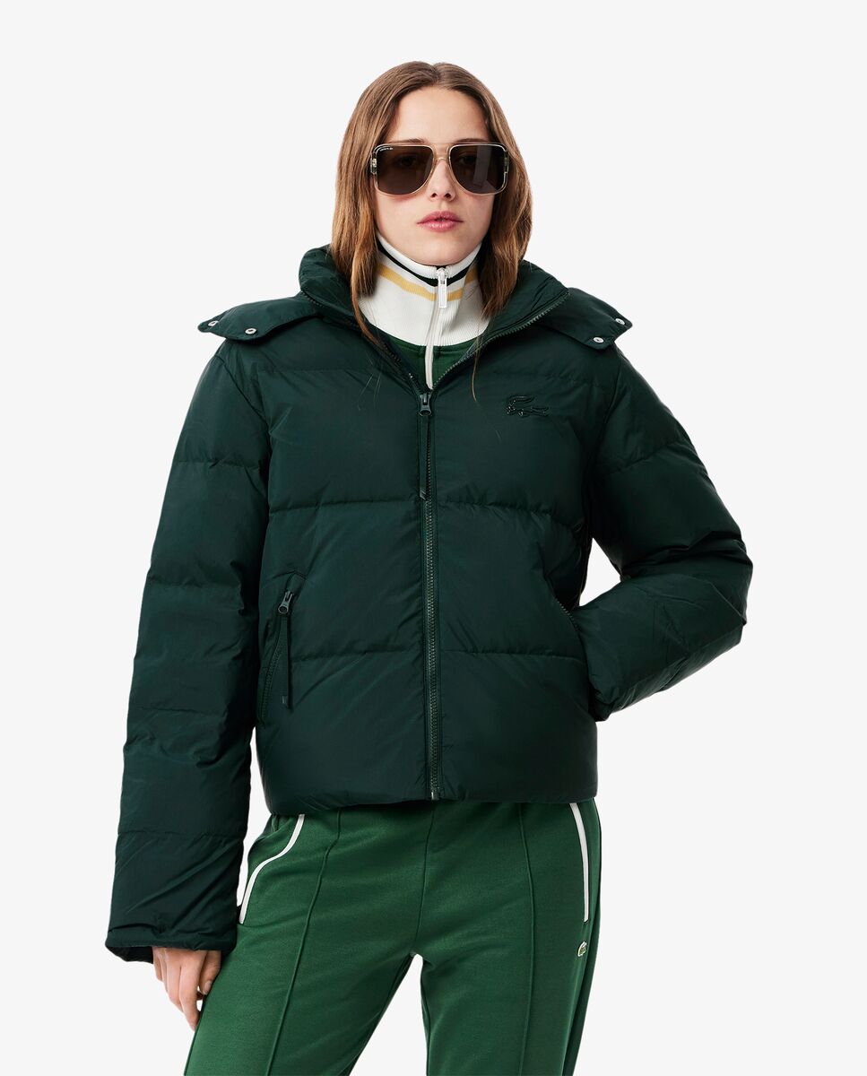 Lacoste - Chaqueta de mujer con capucha acolchada de corte holgado.