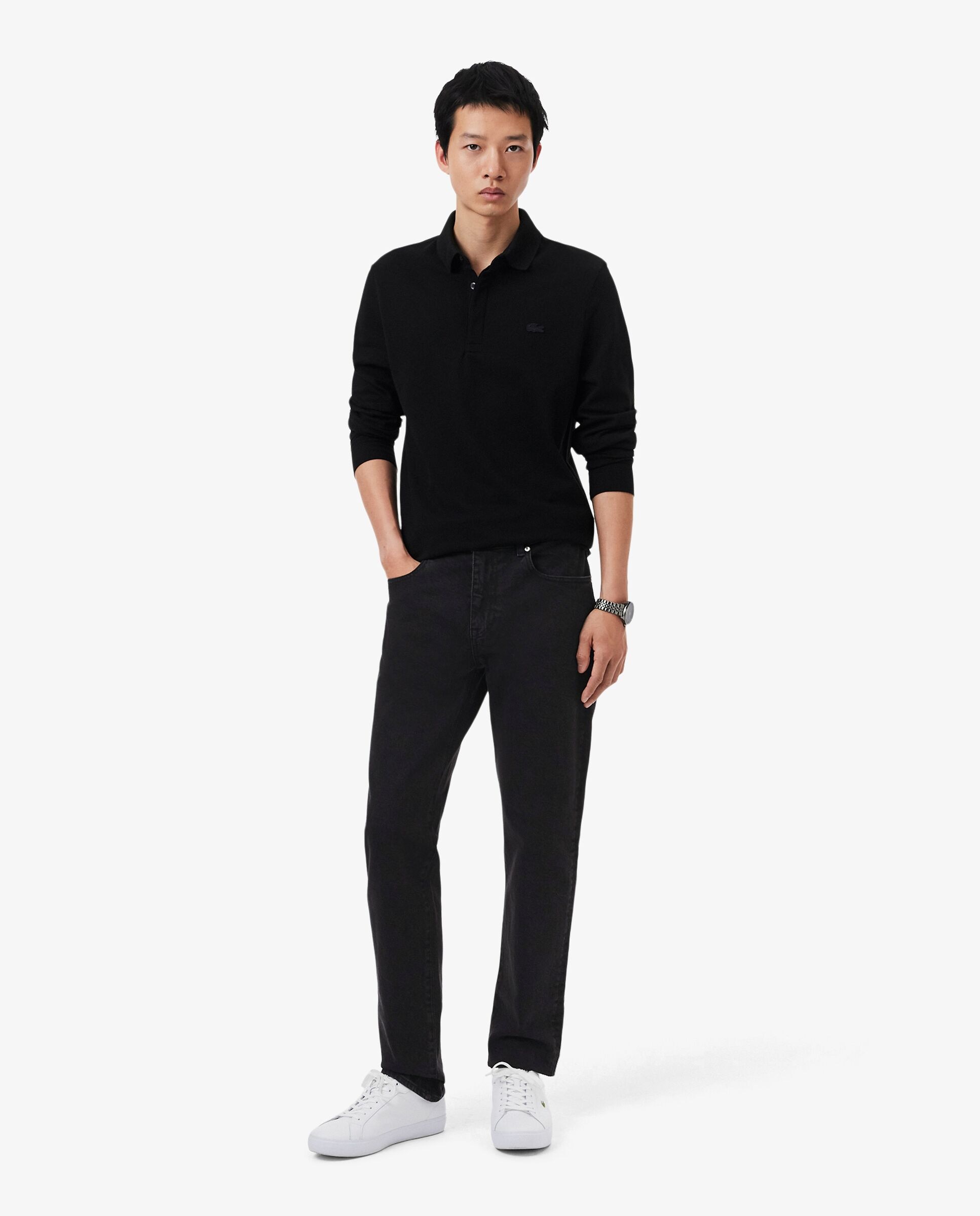 Vaqueros de hombre de corte ajustado de algodón elástico en azul - Lacoste - Negro Negro-1