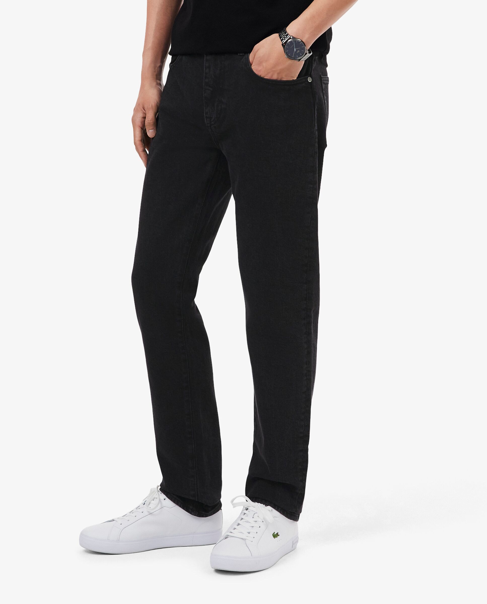 Vaqueros de hombre de corte ajustado de algodón elástico en azul - Lacoste - Negro Negro-3