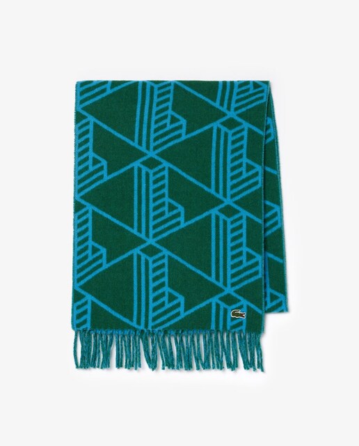 Imagen 0 de Bufanda unisex con monograma de mezcla de lana