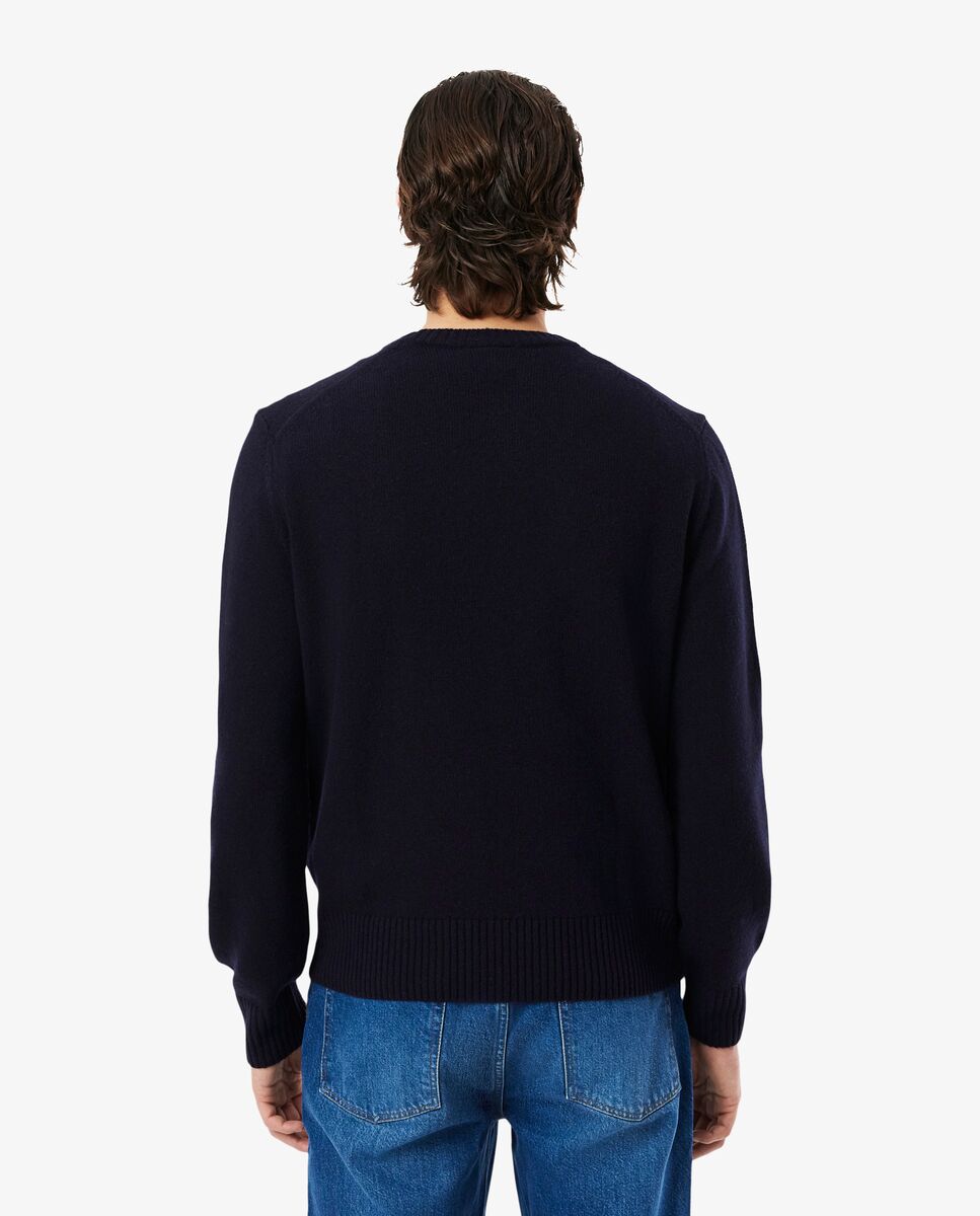 Jersey de hombre de cuello redondo de lana cardada - Azul marino Azul marino-2