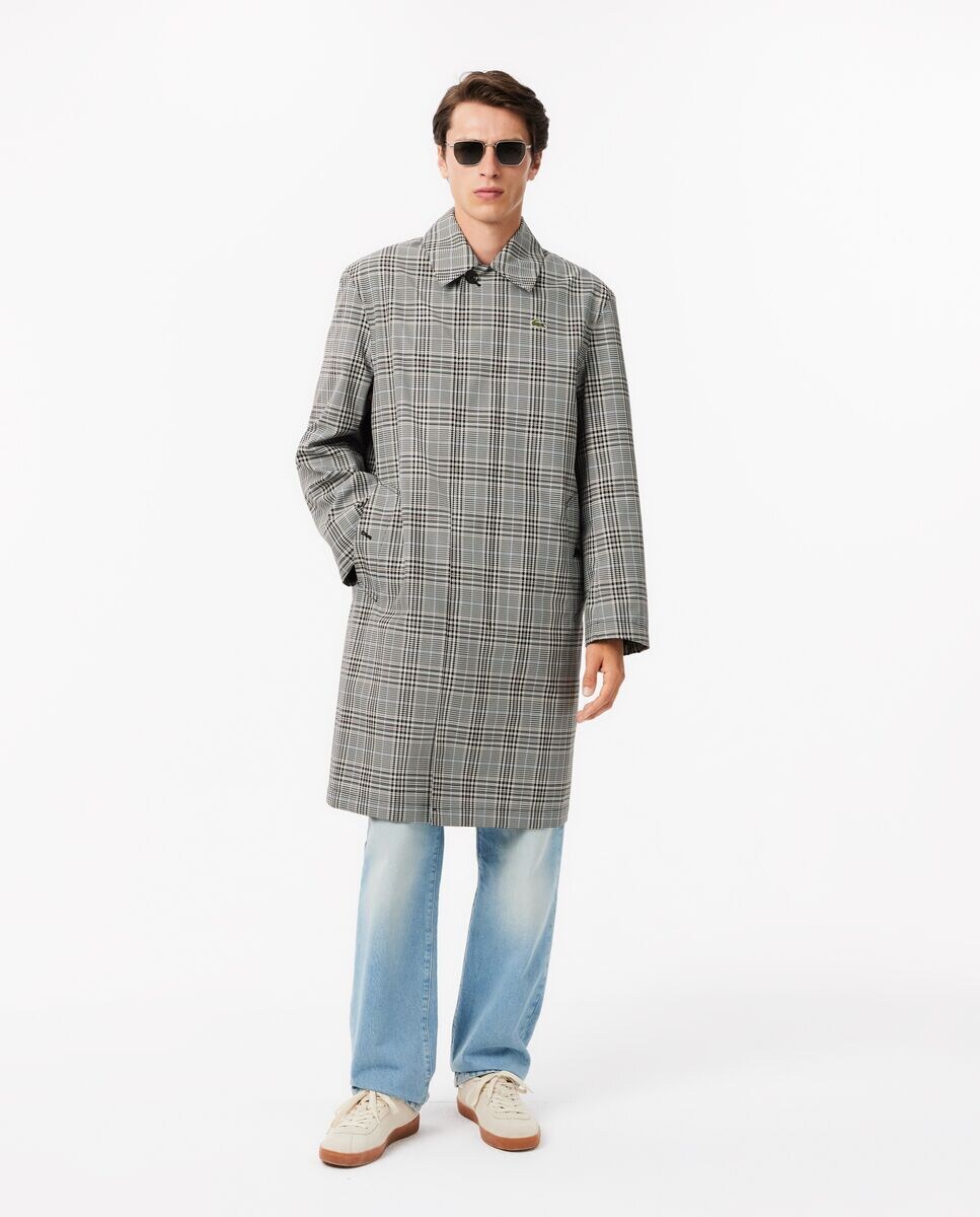 Abrigo de hombre de cuadros ligero e impermeable en gris · Lacoste